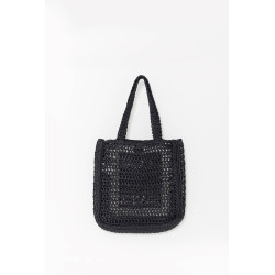 CASABLANCA BLACK RAFFIA TOTE BAG